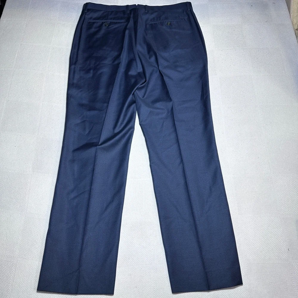 Banana Republic Dress Pants 36x32 Vitale Barberis‎ Canonico Wool Glen Plaid Navy